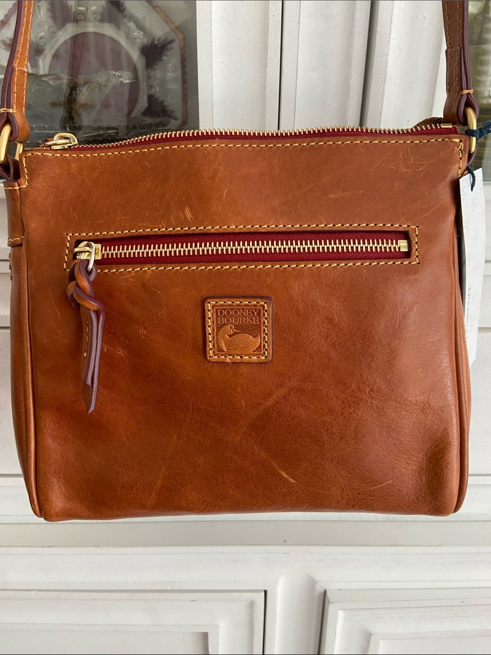 Dooney & Bourke Saddle Brown Leather Crossbody Bag - Picture 5 of 7